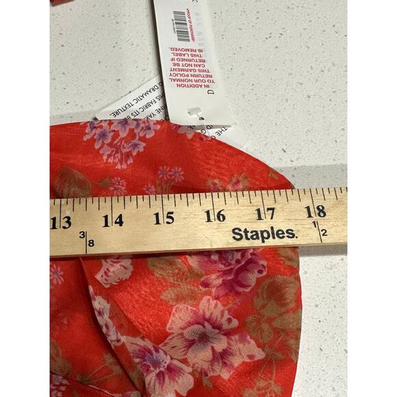 David Warren Dress NWT Halter Midi Silk Red Floral Lined Cruise Resort Party 12 - Picture 6 of 14